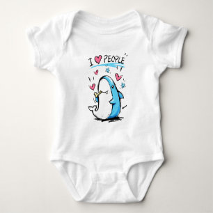 Haai houdt van mensen Grappige Doodle Cartoon Romper