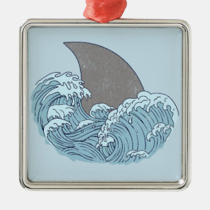 Haai illustratie metalen ornament