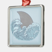 Haai illustratie metalen ornament (Links)