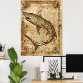 haai illustratie Poster (Thuiskantoor)