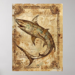 haai illustratie Poster
