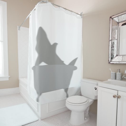 Haai in bad Grappig schaduwsilhouet Douchegordijn (In situ)