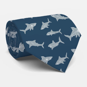 Haai in Blauwe Oceaan Abstract Patroon voor Man Stropdas