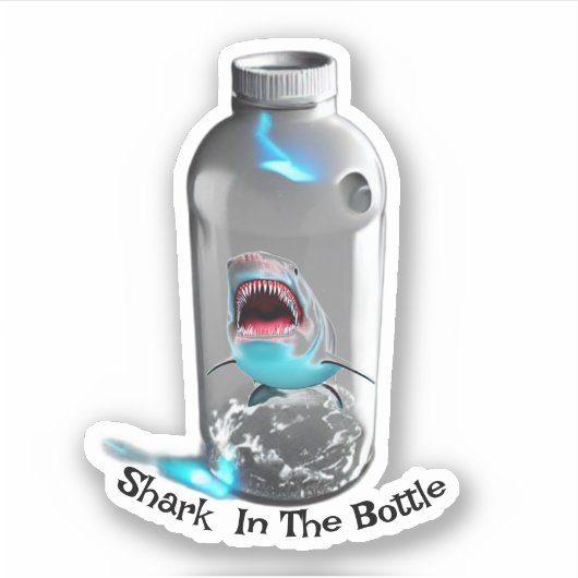 Haai in de fles sticker (Voorkant)