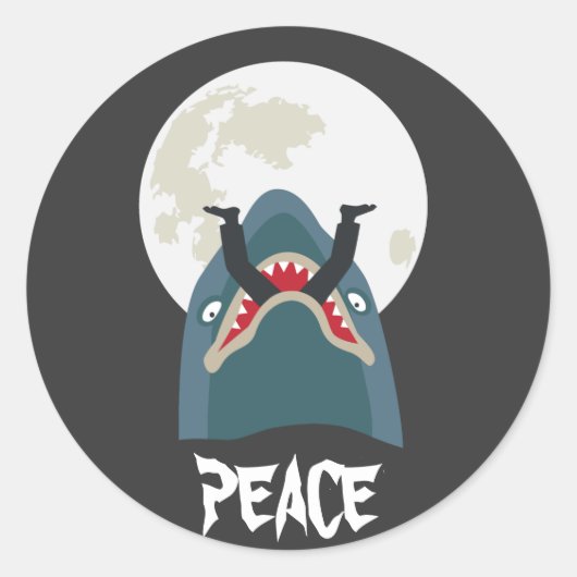 Haai in de maannacht ronde sticker (Voorkant)