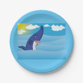 haai in de oceaan papieren bordje (Voorkant)