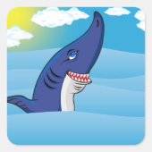 haai in de oceaan vierkante sticker (Voorkant)