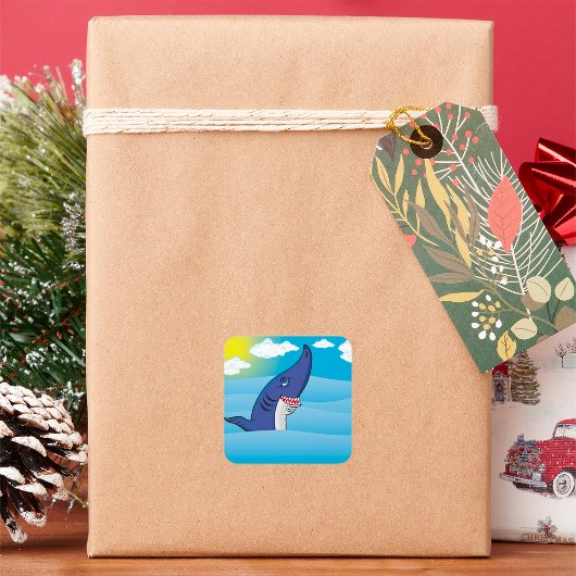 haai in de oceaan vierkante sticker