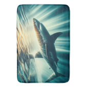 Haai in het diepblauwe zee & zonlicht badmat (Voorkant Verticaal)