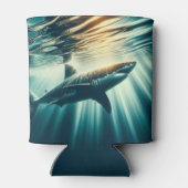 Haai in het diepblauwe zee & zonlicht blikjeskoeler (Achterkant)