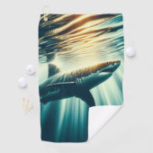 Haai in het diepblauwe zee & zonlicht golfhanddoek (Insitu)
