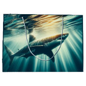 Haai in het diepblauwe zee & zonlicht groot cadeauzakje (Achterkant)