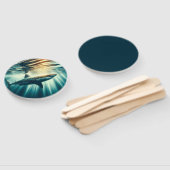 Haai in het diepblauwe zee & zonlicht handwaaier (Niet-gemonteerd)