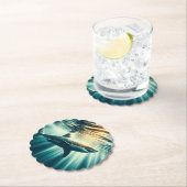 Haai in het diepblauwe zee & zonlicht kartonnen onderzetters (Insitu)