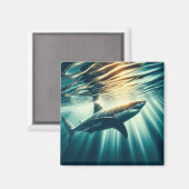 Haai in het diepblauwe zee & zonlicht magneet (Voorkant / Achterkant)