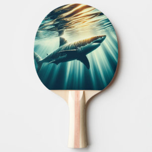 Haai in het diepblauwe zee & zonlicht tafeltennisbatje