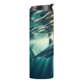 Haai in het diepblauwe zee & zonlicht thermosbeker (Gedraaid links)