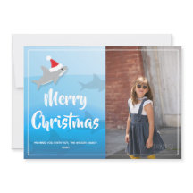 Haai in Santa Hat Kerst Flat Vakantie Kaart