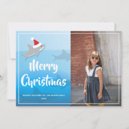 Haai in Santa Hat Kerst Flat Vakantie Kaart