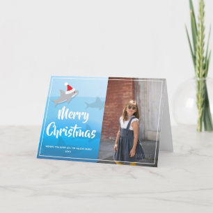 Haai in Santa Hat Kerst Gevouwen Vakantie Kaart
