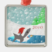 Haai in Santa Hat Kerstmis Ornament (Voorkant)