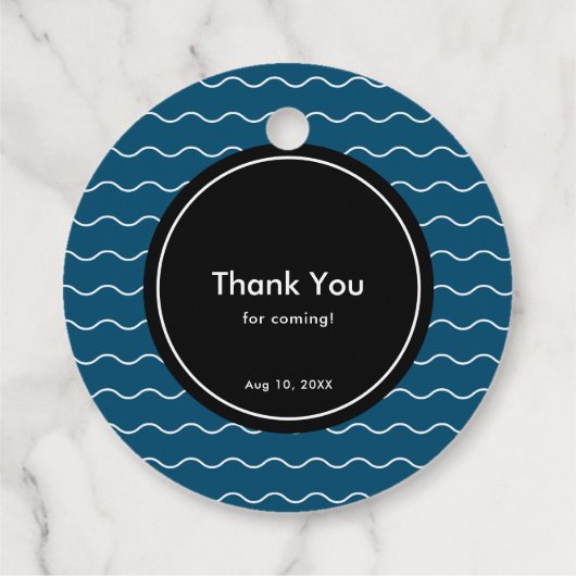 Haai Jongen Marine Blauw Zwembad Verjaardag Bedankjes Labels (Achterkant)