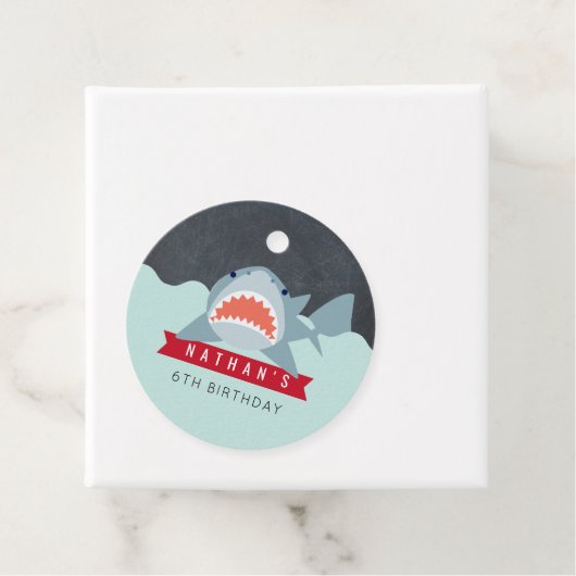 Haai Jongen Marine Blauw Zwembad Verjaardag Bedankjes Labels (In situ)