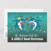 Haai Kerst Typografie Feestdagenkaart (Voorkant / Achterkant)