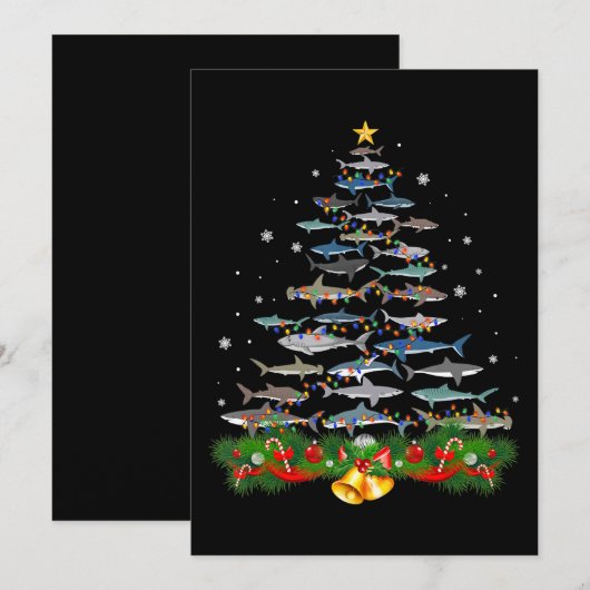 Haai Kerstboom Haaienliefhebbers Cadeaus Feestdagenkaart (Voorkant / Achterkant)