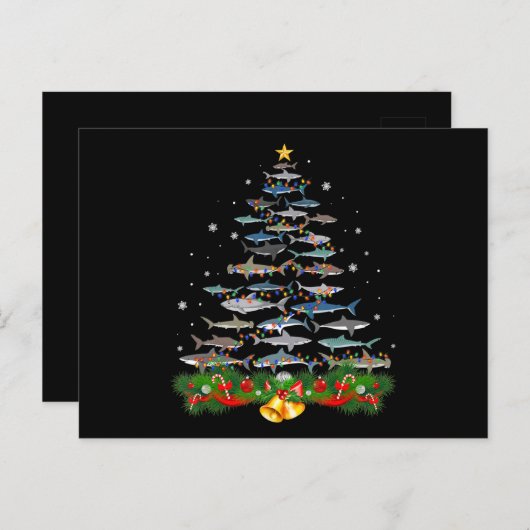 Haai Kerstboom Haaienliefhebbers Cadeaus Mannen Vr Aankondigingskaart (Voorkant / Achterkant)