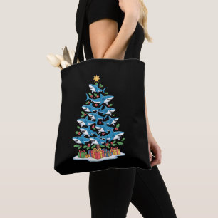 Haai Kerstboom Hulst Kerstmis Oceaan Vis Vakantie Tote Bag