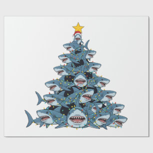 Haai Kerstboom Santa Hoed Kerstlichten Cadeaupapier