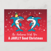 Haai Kerstmis Feestdagenkaart (Voorkant)