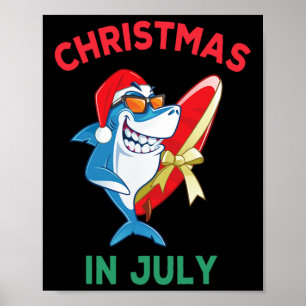 Haai Kerstmis In Juli Zomer Vakantie Strand Mannen Poster