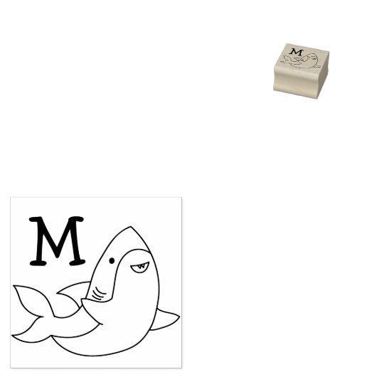 Haai Kind Leuke Kawaii Monogram Initiaal Rubber S Rubberstempel (Gestempeld)