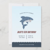 haai Kinder jongen verjaardagsfeestje uitnodiging (Voorkant)