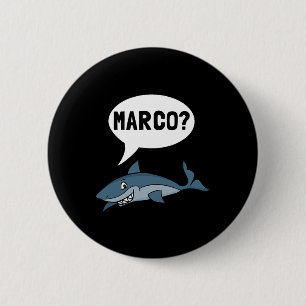 Haai Marco Polo Oceaan Vakantie Grappig Ronde Button 5,7 Cm