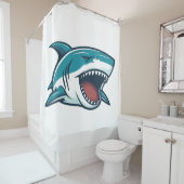 Haai met open mond douchegordijn (In situ)