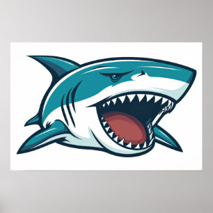 Haai met open mond Klein Poster