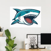 Haai met open mond poster (Thuiskantoor)