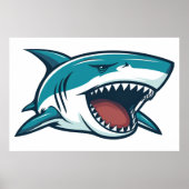 Haai met open mond poster (Voorkant)