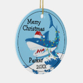 Haai met Santa Hat Custom Ornament (Rechts)