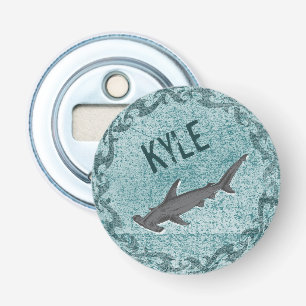 haai-monogram bier button flesopener