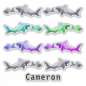 Haai na kleinere vis klei patroon Voeg naam toe Sticker (Voorkant)