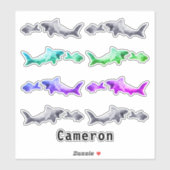 Haai na kleinere vis klei patroon Voeg naam toe Sticker (Vel)