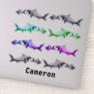 Haai na kleinere vis klei patroon Voeg naam toe Sticker