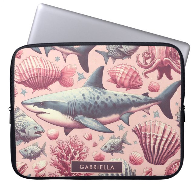  haai naadloos laptop sleeve (Voorkant)