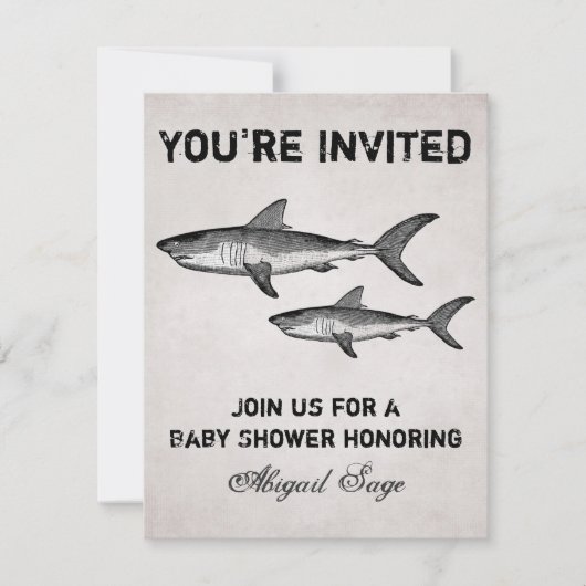 haai oceaan Baby shower strand uitnodiging (Voorkant)