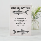 haai oceaan bruiloft uitnodigingen (Staand voorkant)