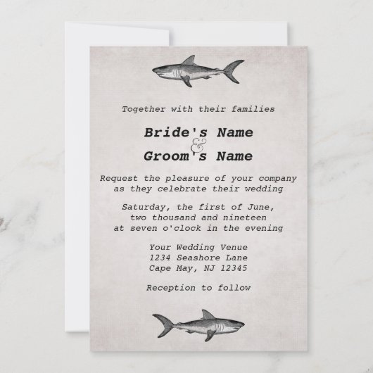 haai oceaan bruiloft uitnodigingen (Achterkant)